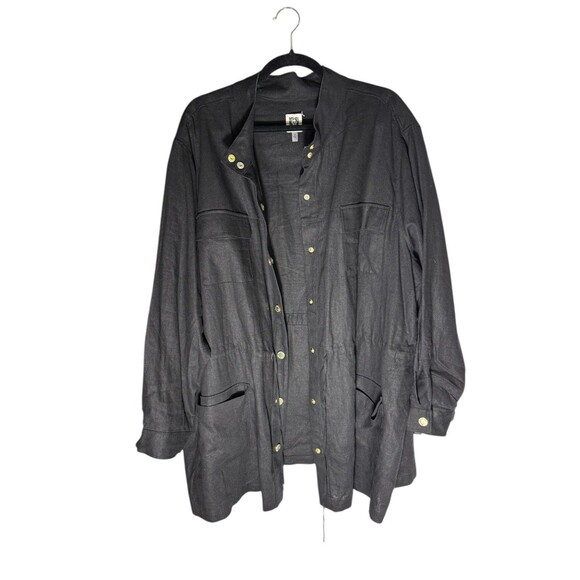 Anne Klein Black Linen blend Jacket Women' SZ 3X drawstring coat - Picture 1 of 16
